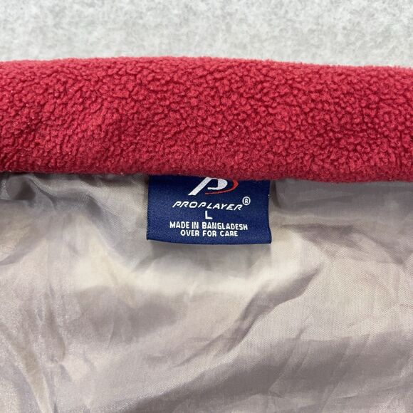 Vintage UMASS Minutemen Pro Player Mens Large L Red Full Zip Fleece Jacket Y2K - Picture 4 of 9